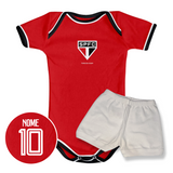 Kit Body Vermelho Personalizado e Shorts do São Paulo