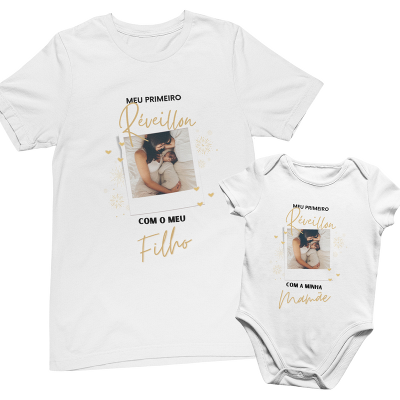 Conjunto Camiseta e Body de Bebê - Primeiro Réveillon com a Mamãe
