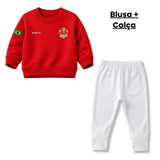 Blusa Moletom Infantil Bebê Gola Careca Vermelho Tema Corpo de Bombeiros Personalizado com Nome