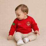 Blusa Moletom Infantil Bebê Gola Careca Vermelho Tema Corpo de Bombeiros Personalizado com Nome