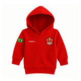 Blusa Moletom Infantil Bebê Com Capuz Vermelho Tema Corpo de Bombeiros Personalizado com Nome