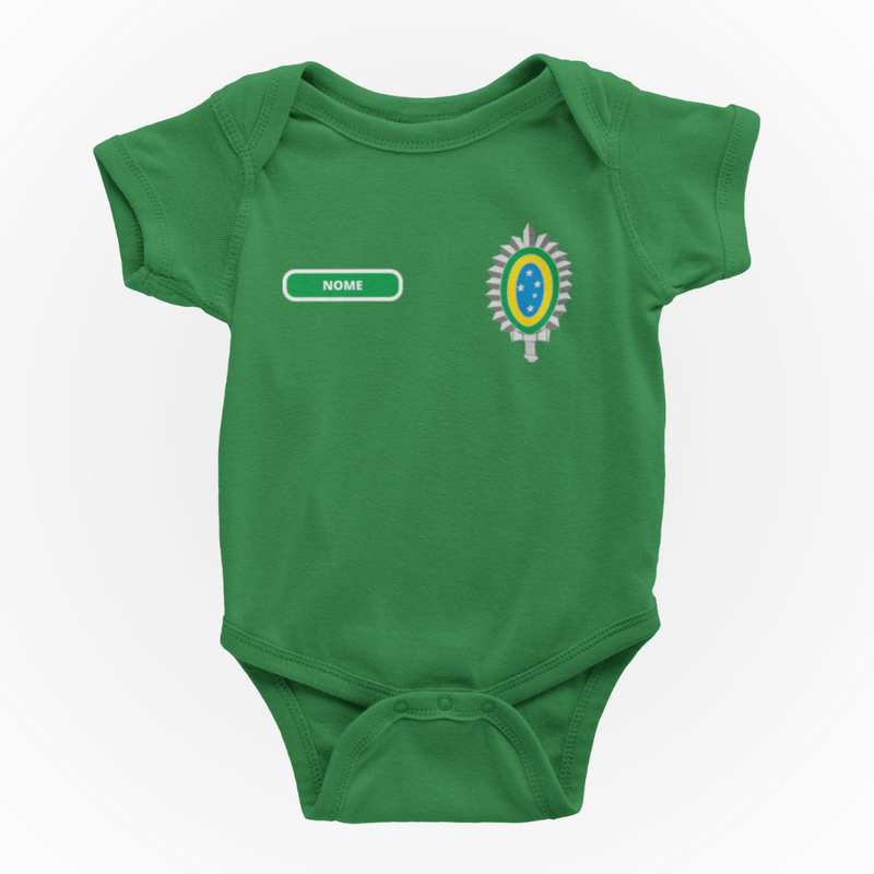 Body Bebê Verde do Exército Brasileiro Personalizado com Nome