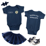 Body Bebê Azul Marinho da Guarda Civil Personalizado com Nome e Brasão