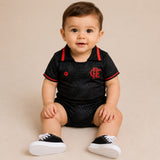 Body Bebê Oficial Proteção Premium Preto e Vermelho Flamengo – Personalizado com Nome e Número