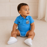 Body Bebê Oficial Proteção UV Santos Azul – Personalizado com Nome e Número