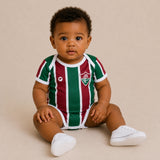 Body Bebê Oficial Proteção UV Listrado Fluminense – Personalizado com Nome e Número
