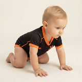 Body Bebê Oficial Proteção UV Preto e Laranja Corinthians – Personalizado com Nome e Número