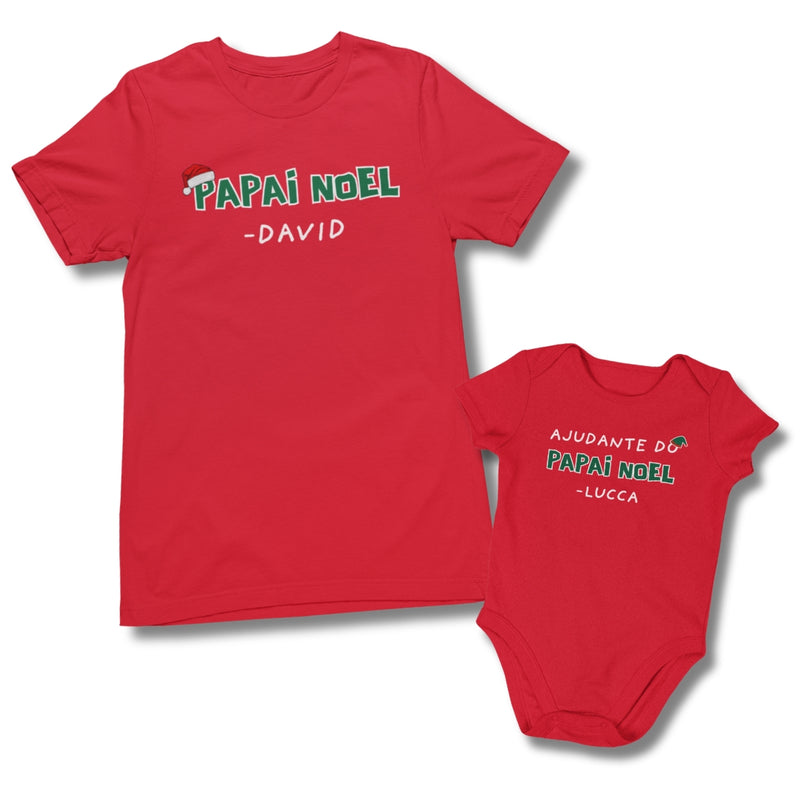 Kit Camiseta e Body Natal - Ajudante Papai Noel