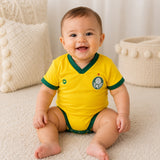 Body Bebê Oficial Proteção UV Amarelo Palmeiras – Personalizado com Nome e Número