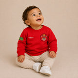 Blusa Moletom Infantil Bebê Com Capuz Vermelho Tema Corpo de Bombeiros Personalizado com Nome