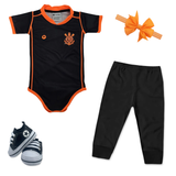 Kit Luxo Body Preto Premium SCCP Com Tênis, Shorts/Calça e Laço