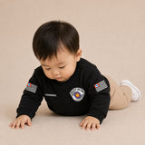 Blusa Moletom Infantil Bebê Gola Careca Preto Tema Polícia Militar PM Personalizado com Nome