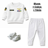 Blusa Moletom Infantil Bebê Gola Careca Branco Tema Marinha do Brasil Personalizado com Nome