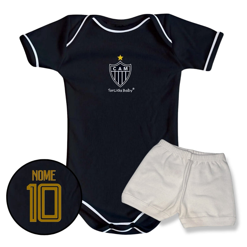 Kit Body Preto Personalizado e Shorts/Calça do Atlético MG