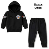 Blusa Moletom Infantil Bebê Com Capuz Preto Tema Polícia Militar PM Personalizado com Nome