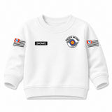 Blusa Moletom Infantil Bebê Gola Careca Branco Tema Polícia Militar PM Personalizado com Nome
