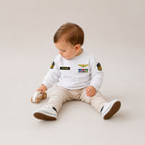 Blusa Moletom Infantil Bebê Gola Careca Branco Tema Marinha do Brasil Personalizado com Nome