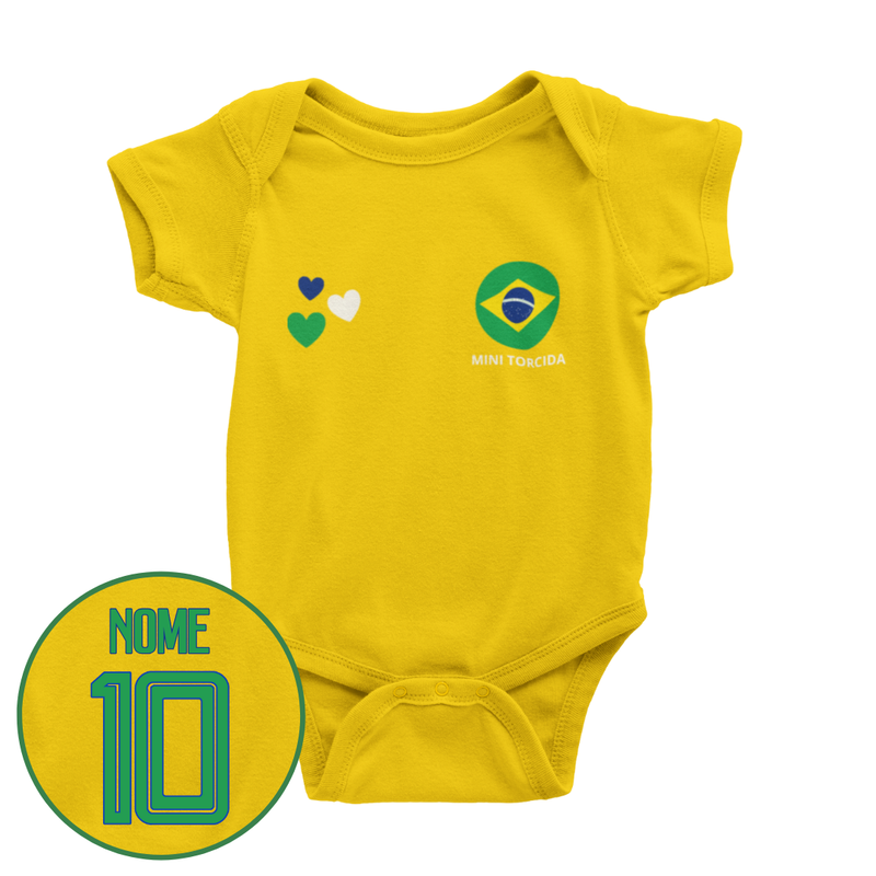 Body Personalizado Com Nome e Número Brasil - Amarelo