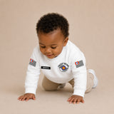 Blusa Moletom Infantil Bebê Gola Careca Branco Tema Polícia Militar PM Personalizado com Nome