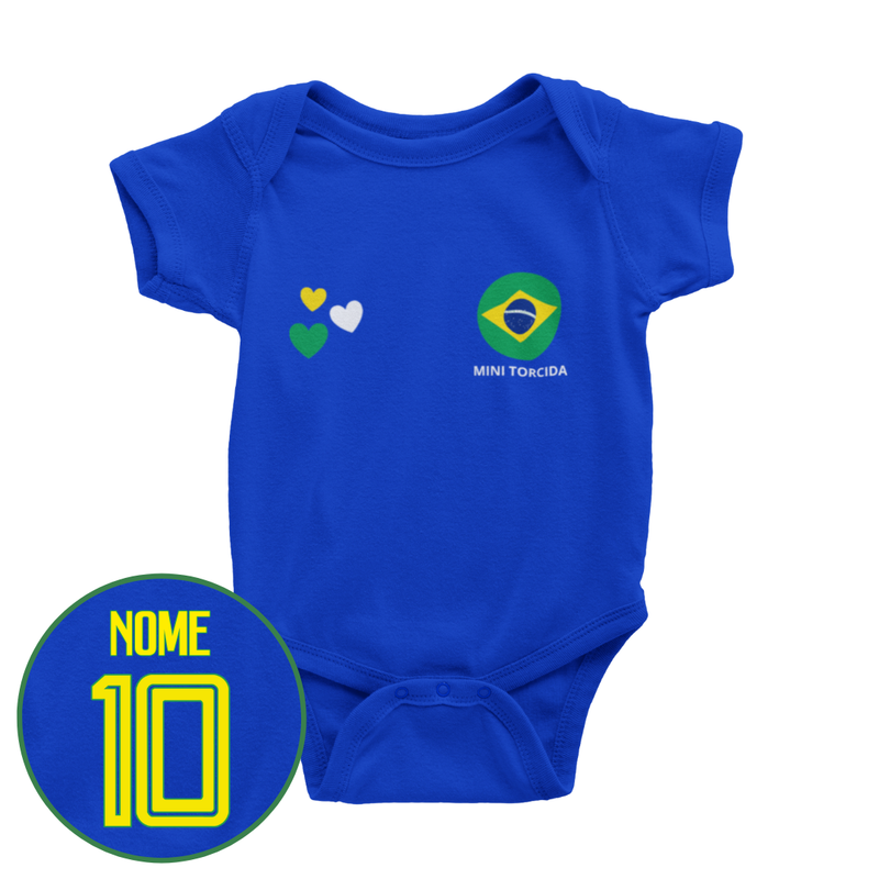 Body Personalizado Com Nome e Número Brasil - Azul