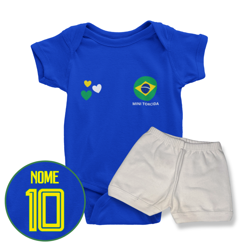 Body Personalizado Com Nome e Número Brasil - Azul