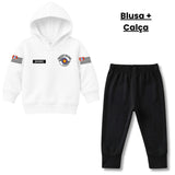 Blusa Moletom Infantil Bebê Com Capuz Branco Tema Polícia Militar PM Personalizado com Nome