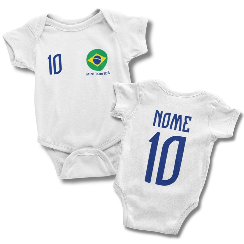 Body Personalizado Com Nome e Número Brasil - Branco