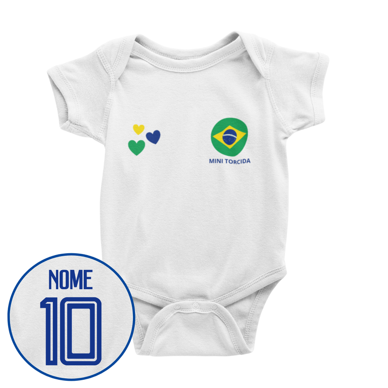 Body Personalizado Com Nome e Número Brasil - Branco