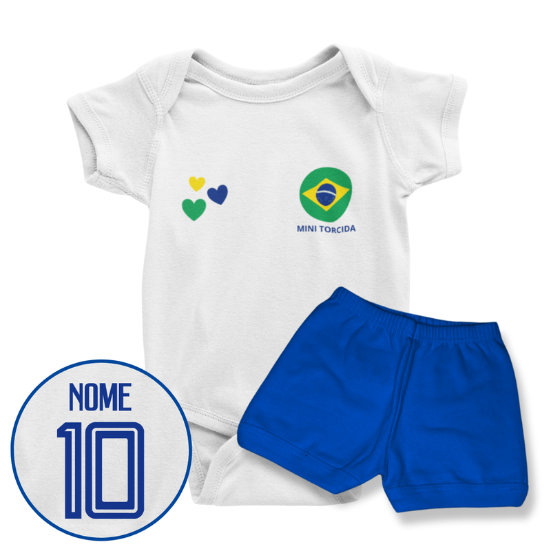 Body Personalizado Com Nome e Número Brasil - Branco