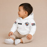 Blusa Moletom Infantil Bebê Com Capuz Branco Tema Polícia Militar PM Personalizado com Nome