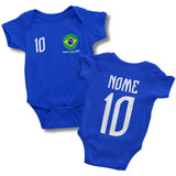 Body Personalizado Com Nome e Número Brasil - Azul