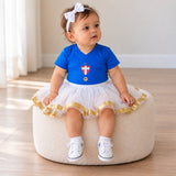 Kit Luxo Body Bebê Oficial Proteção UV Azul Palmeiras Menina – Saia, Tênis e Laço