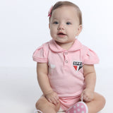 Kit Luxo Body Rosa SPFC Com Tênis, Shorts/Calça e Laço