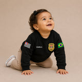 Blusa Moletom Infantil Bebê Gola Careca Preto Tema Polícia Civil PC Personalizado com Nome