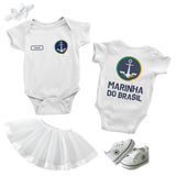 Body Bebê Branco da Marinha do Brasil Personalizado com Nome
