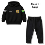 Blusa Moletom Infantil Bebê Com Capuz Preto Tema Polícia Civil PC Personalizado com Nome