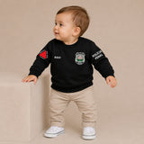 Blusa Moletom Infantil Bebê Gola Careca Preto Tema Polícia Penal Personalizado com Nome