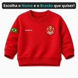 Blusa Moletom Infantil Bebê Gola Careca Vermelho Tema Corpo de Bombeiros Personalizado com Nome