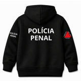 Blusa Moletom Infantil Bebê Com Capuz Preto Tema Polícia Penal Personalizado com Nome