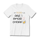 Conjunto Camiseta e Body de Bebê - Paz, Amor e Chopp/ Leite