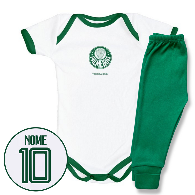 Kit Body Branco Personalizado e Shorts/Calça do Palmeiras