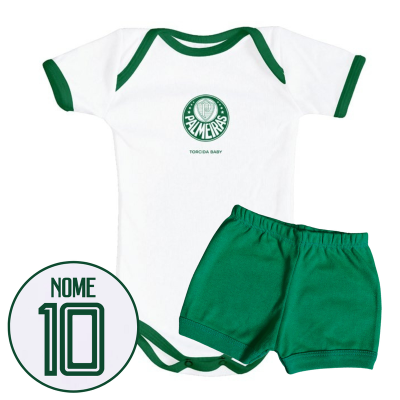 Kit Body Branco Personalizado e Shorts/Calça do Palmeiras