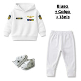 Blusa Moletom Infantil Bebê Com Capuz Branco Tema Marinha do Brasil Personalizado com Nome