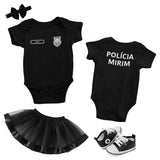 Body Bebê Preto da PP Polícia Penal Personalizado com Nome e Brasão do Estado