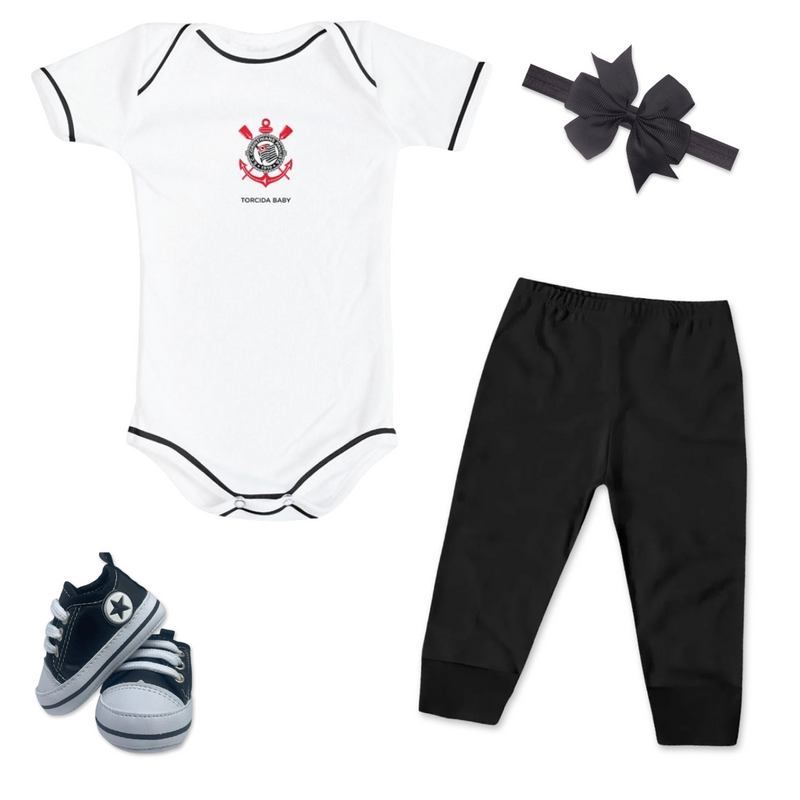 Kit Luxo Body Branco SCCP Com Shorts/Calça e Laço