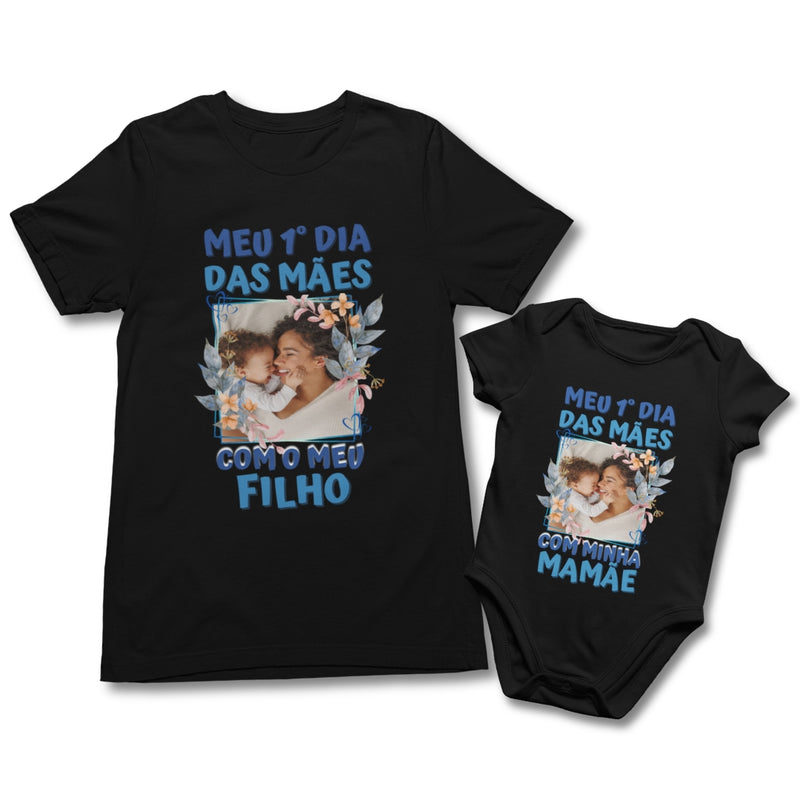 Kit Preto Dia Das Mães Com Foto - Modelo Azul