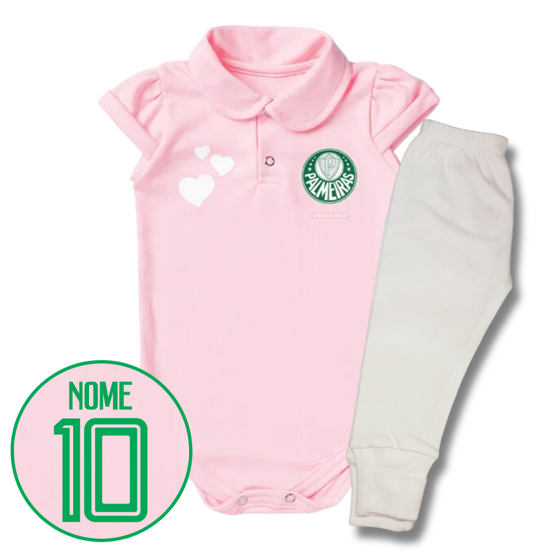 Kit Body Rosa Personalizado e Shorts/Calça do Palmeiras