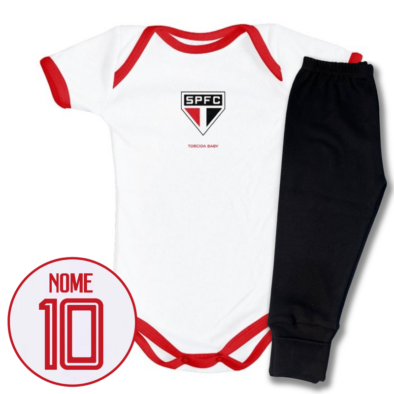 Kit Body Branco Personalizado e Shorts/Calça do São Paulo