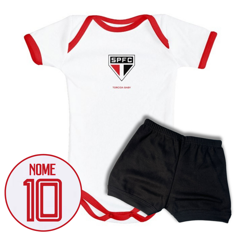 Kit Body Branco Personalizado e Shorts/Calça do São Paulo