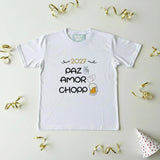 Kit Camiseta e Body Paz, Amor e Chopp/ Leite